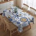 thumbnail image 2 of Blue and Yellow Pioneer Flower Rectangle Tablecloth 60"x84",Waterproof Polyester Rectangle Table Cloth, Wipeable Spillproof Polyester Tablecloth for Dining, Camping, Indoor and Outdoor, 2 of 5