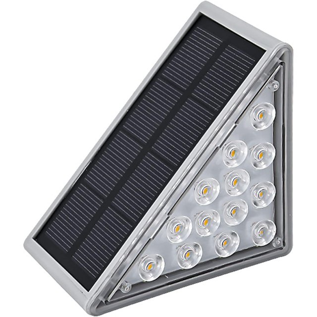 2 luces solares para escaleras al aire libre, 13 luces LED solares para escalones de alto brillo IP68 impermeables para valla, pared, jardín, patio trasero, entrada, decoración de pasarelas (luz cáli