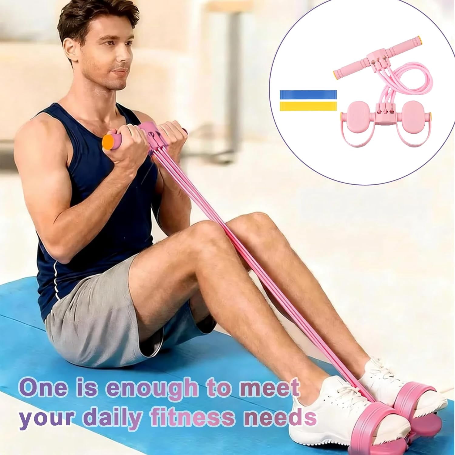JJEAN-Pedal Resistance Band with Handle,Upgrade 6-Tube Detachable Yoga Bands,Multi-Functional Resistance Band Fitness Equipment, for Full Body Stretching, Shaping and Fat Reduction Training