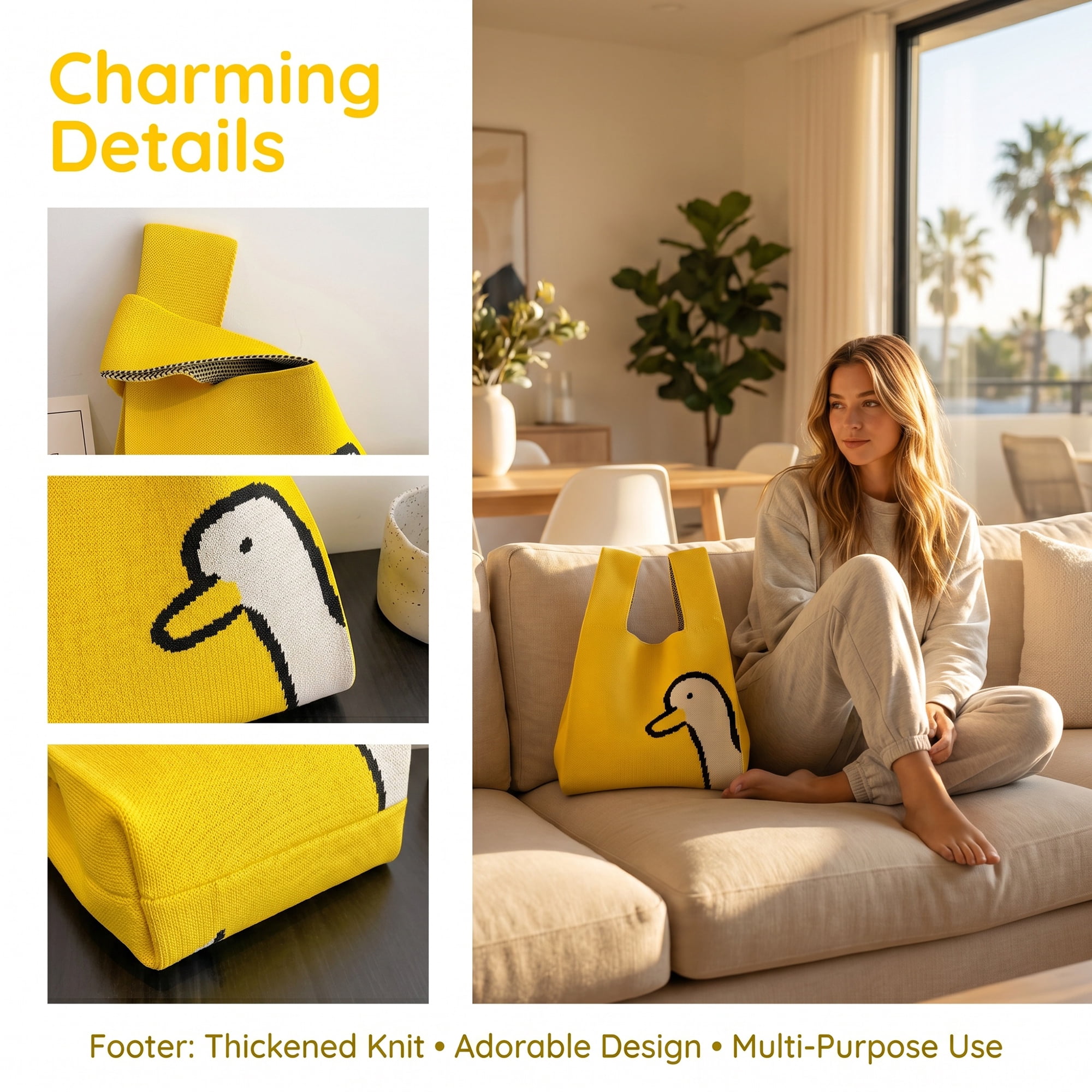 Unique Bargains Cute Cartoon Gift Bags with Handles for Parties 7.5" x 13.4" Yellow Duck