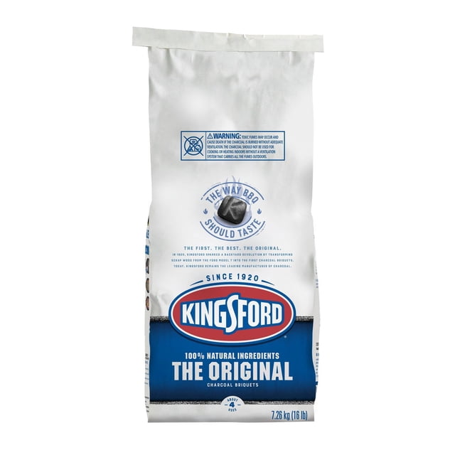 Kingsford® Original Charcoal Briquettes, BBQ Charcoal for Grilling, made with natural ingredients and real wood to give food an authentic smoky flavor –
