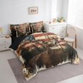 thumbnail image 4 of Homewish Brown Moose Deer Bedding Comforter Set 7pcs for Adult, Rustic Farmhouse Queen Bedding Sets, Western US Flag Reversible Queen Sheet Sets, Lightweight Room Decor, 4 of 8
