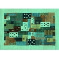 thumbnail image 1 of Ahgly Company Machine Washable Indoor Rectangle Abstract Turquoise Blue Contemporary Area Rugs, 5' x 8', 1 of 4
