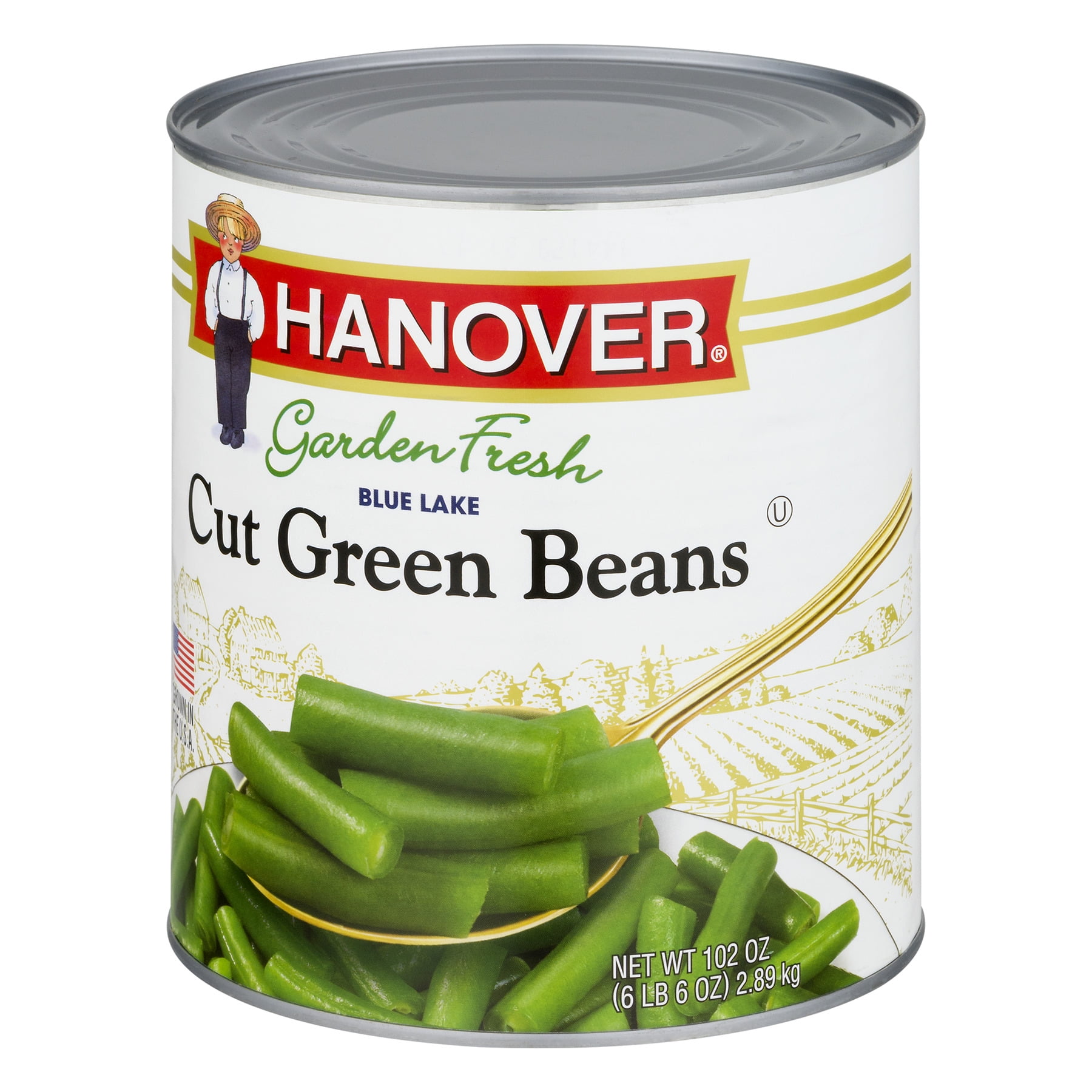 Hanover Garden Fresh Blue Lake Cut Green Beans, 102 oz Can – Value-Size Shelf-Stable Vegetables for Family Meals