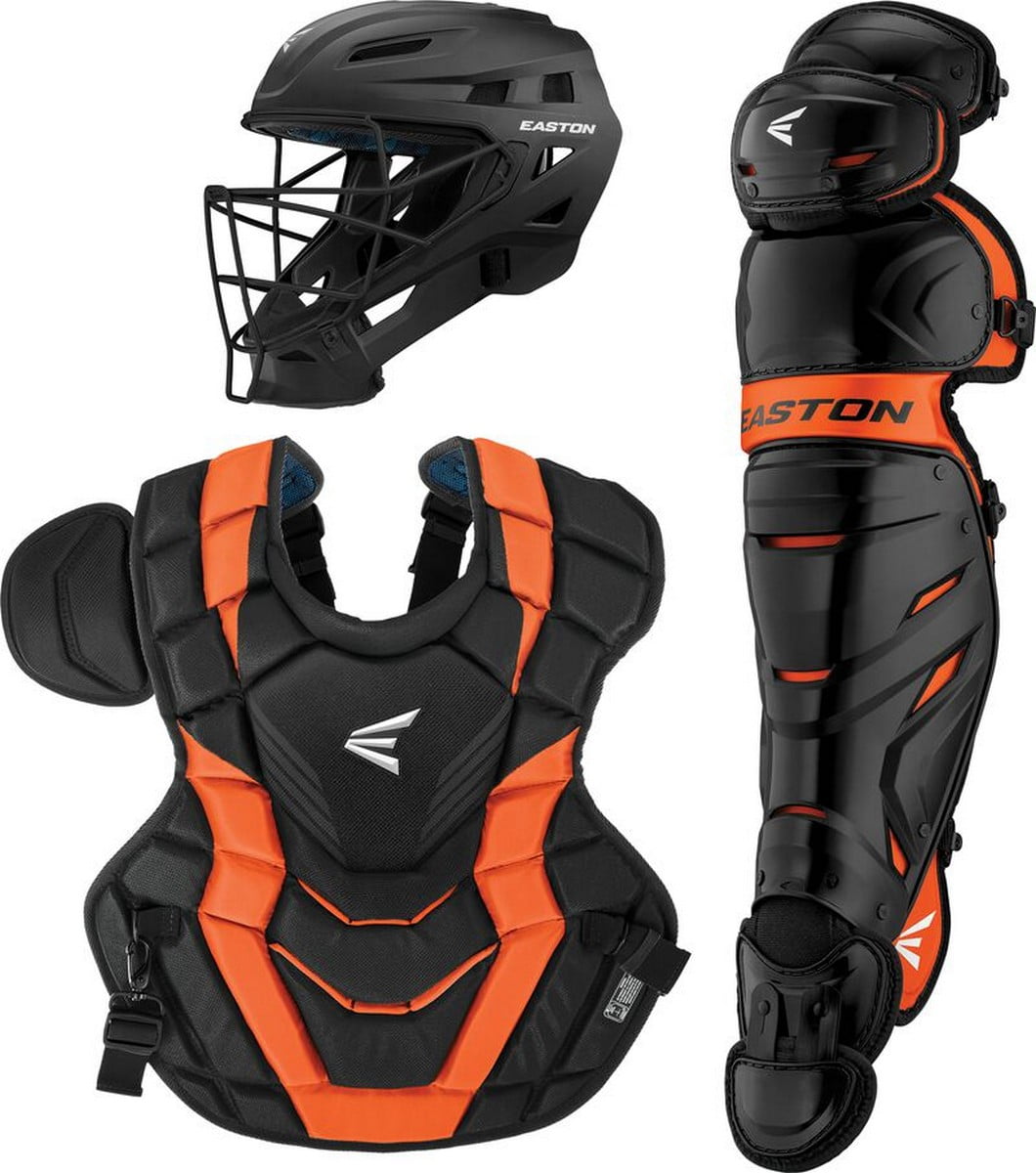 Easton Elite X Baseball Intermediate Catcher's Box Set | Black/Orange | INTERMEDIATE
