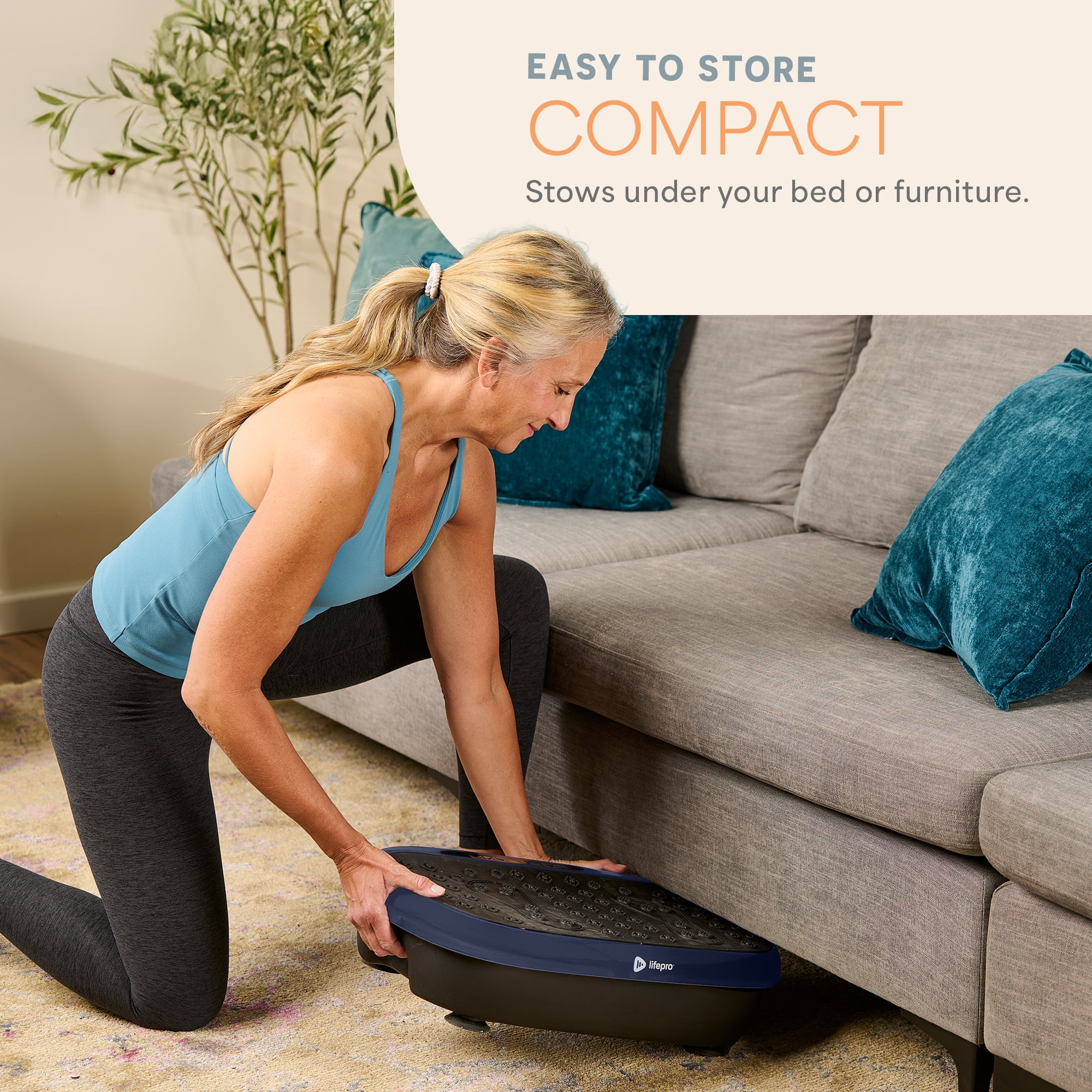 Lifepro HexaPlate Lite Vibration Plate Exercise Machine – Full Body Vibrating Plate for Weight Loss, Lymphatic Drainage & Recovery – Compact Home Workout with Magnetic Acupoints & Remote - Blue