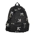 thumbnail image 3 of GobdXE Back To School Unisex Student Quilted Pastel Bow Embroidery Backpack Front Zipper Pocket Lightweight Casual Daypack Size:One Size, 3 of 8