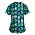 thumbnail image 5 of Axiiglly Scrubs for Women Easter Printed Nursing Tops Casual V Neck Scrub Tops with Pockets Short Sleeve Stretchy Nursing Undershirts Holiday Cute Egg Scrubs Uniform, 5 of 5