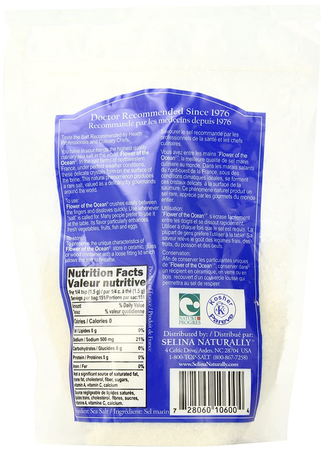 Celtic Sea Salt Flower of the Ocean Coarse Salt Bag 8 oz Pack of 4