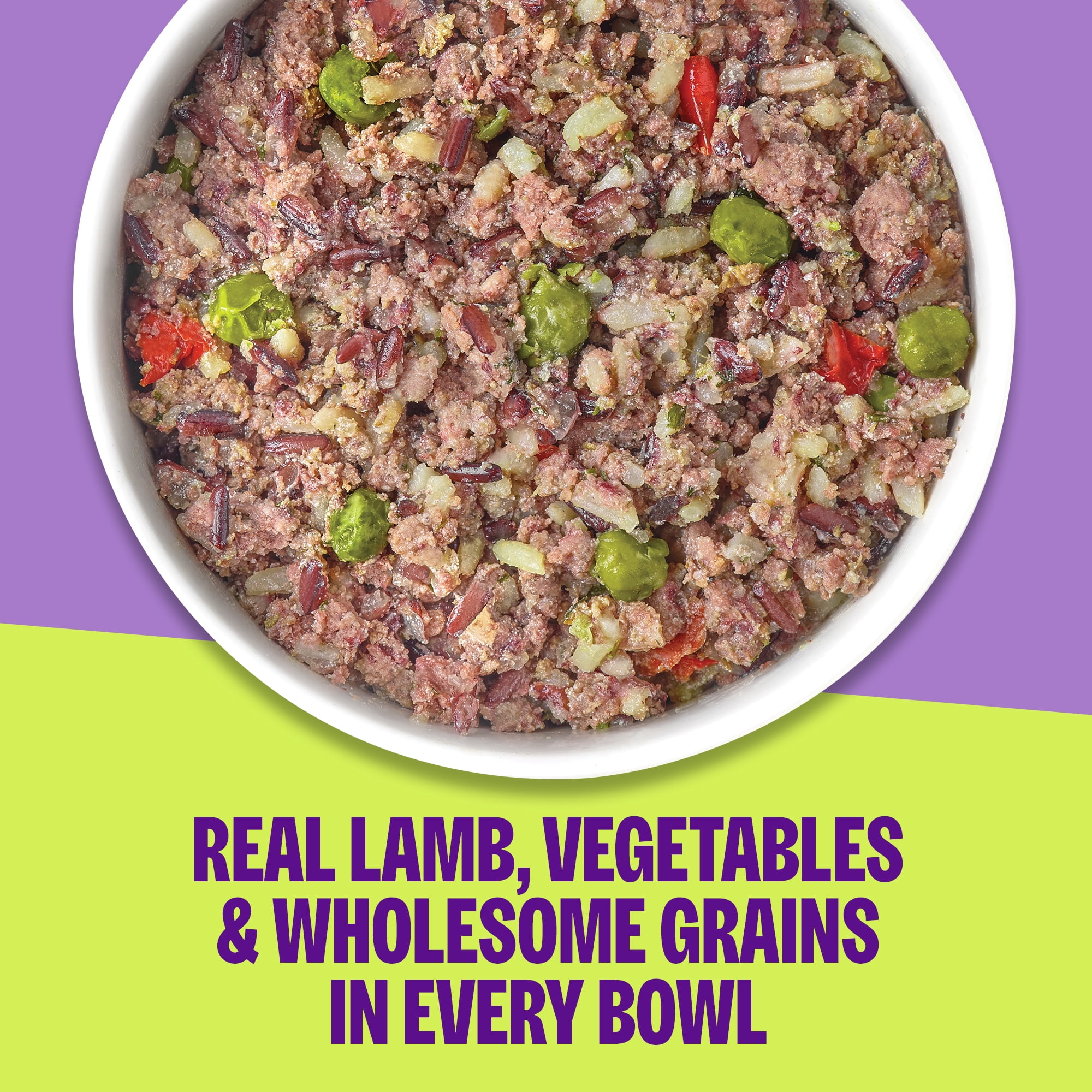 Wellness Protein Bowls, Adult Fresh Alternative Dog Food, Wholesome Grains, 6.2 Ounce Pouch, 6 Pack, (Lamb, Red Rice & Peas Recipe)