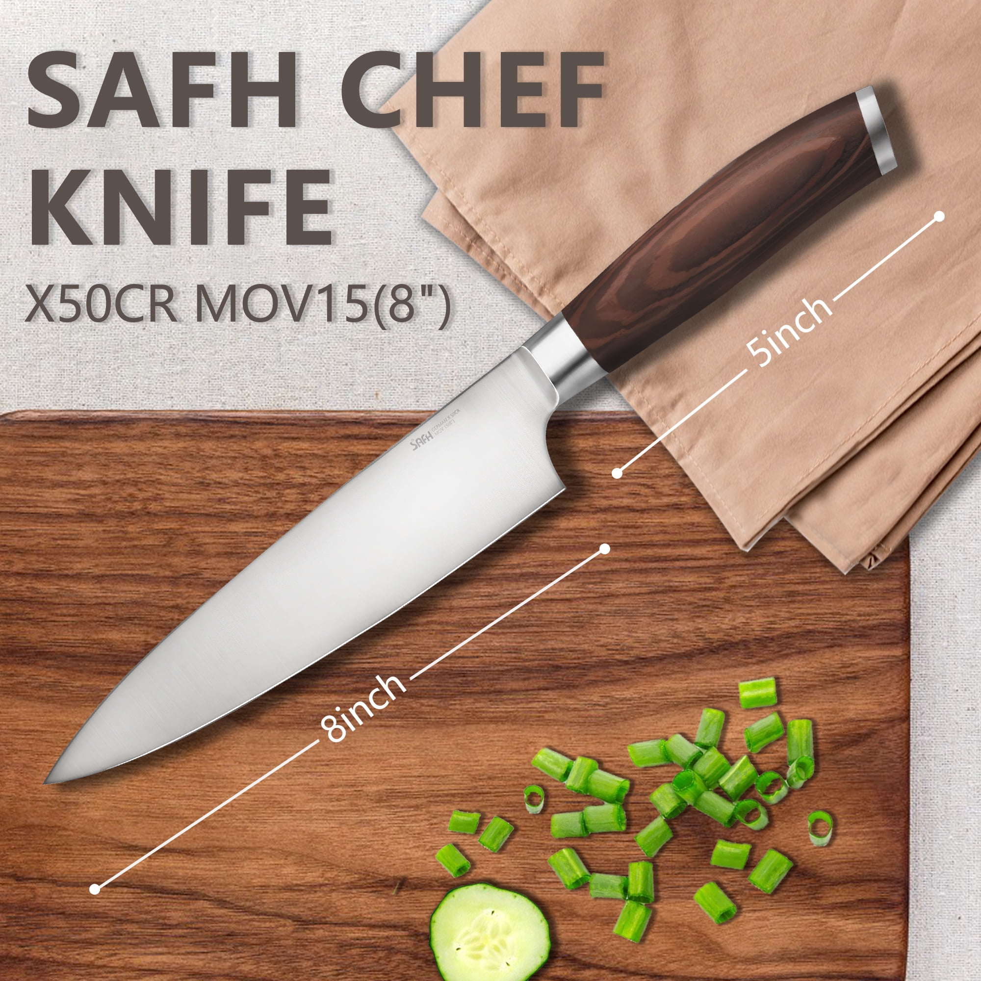 MOFFTI Chef Knife Set with Knife Sharpener, German EN1.4116 Stainless  Steel, Ultra Sharp Professional Ergonomic Handle, Knives Set for Kitchen  with