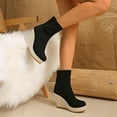 thumbnail image 4 of Pandaie Ankle Boots for Women Stretch Knitted Platform Wedge Heel Sock Booties Pull on Round Toe High Heels Dress Short Boots Black 6, 4 of 8