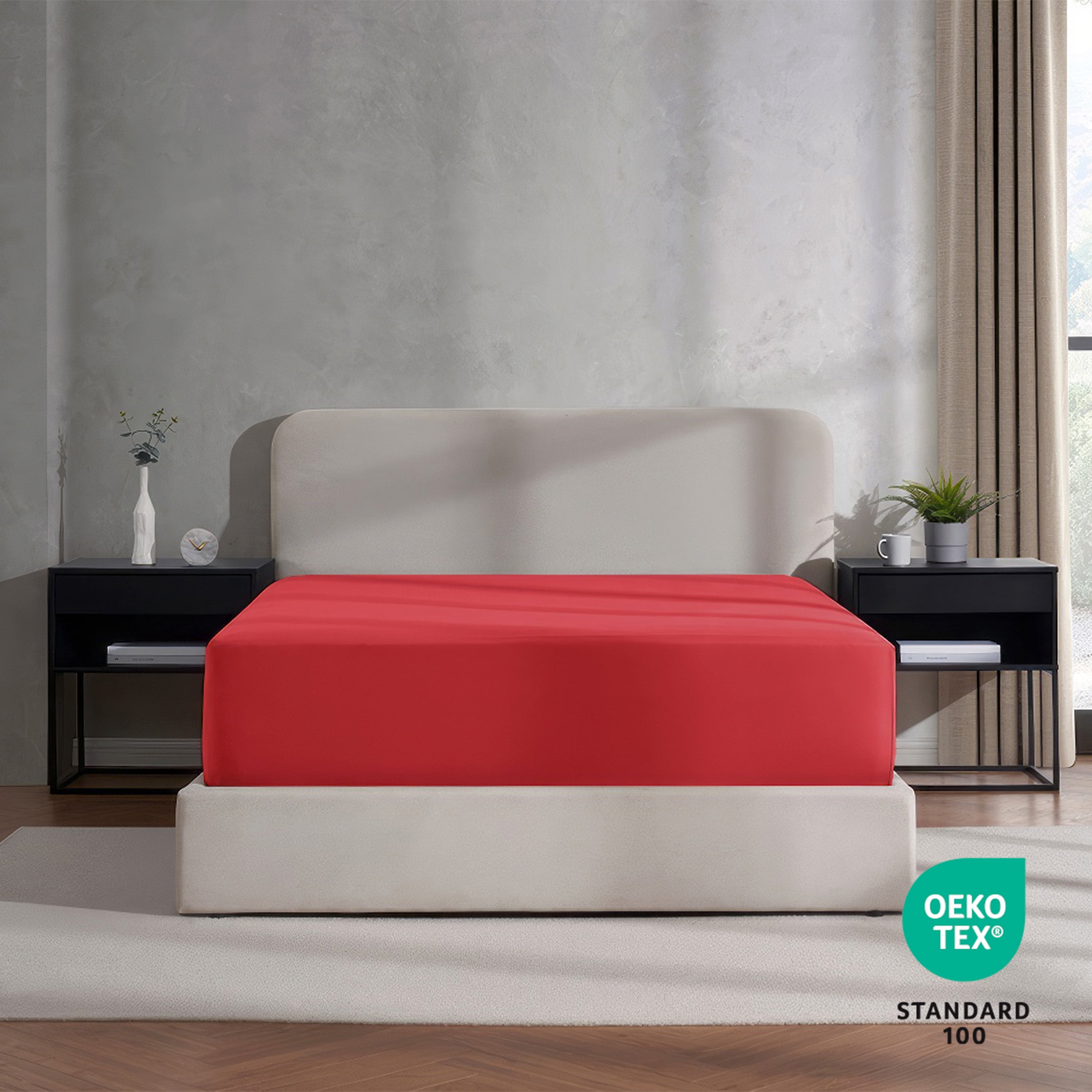 Lammaloe 4 Pack Extra Deep Pocket Queen Fitted Sheet Only, Fits 18" to 24" Mattress, Soft Microfiber Fitted Bed Sheet, Burgundy Red