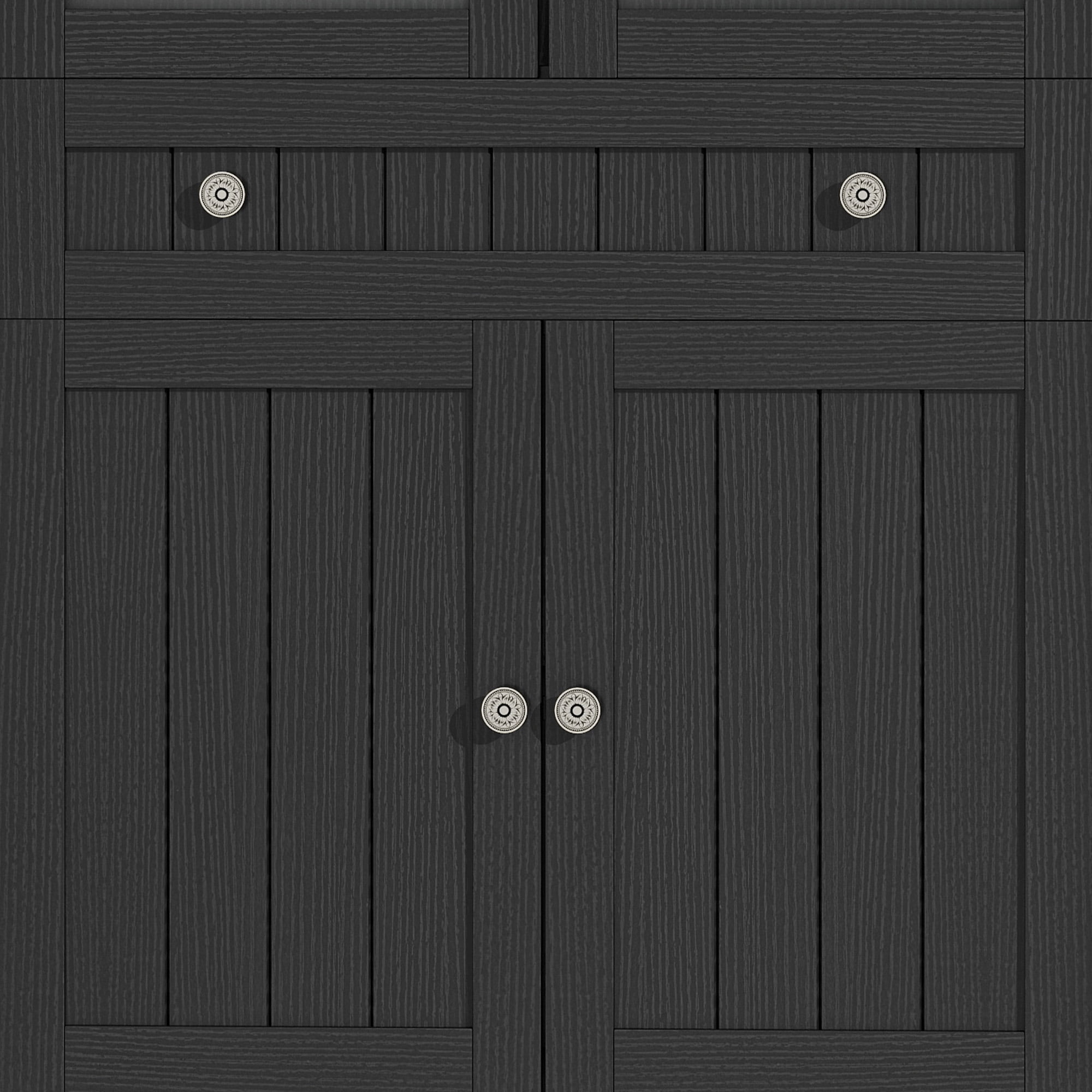 DEXTRUS 71" Tall Kitchen Pantry with Door & Drawer, Arched Kitchen Pantry Storage Cabinet, Black