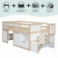 thumbnail image 3 of Twin Size Low Loft Bed with Stairs, Wood Loft Beds with Storage Drawers, Loft Bed Frame with Large Under-Bed Space for Bedroom-Cream+White, 3 of 8
