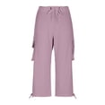 thumbnail image 6 of HongQid Womens Capris with Pockets Loose Fit Casual Capri Pants Dressy Lightweight Ladies Baggy Cargo Pants for Hiking, 6 of 8