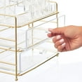 thumbnail image 4 of mDesign Plastic Cosmetic Storage Organizer Caddy, 16 Section - Soft Brass/Clear, 4 of 7