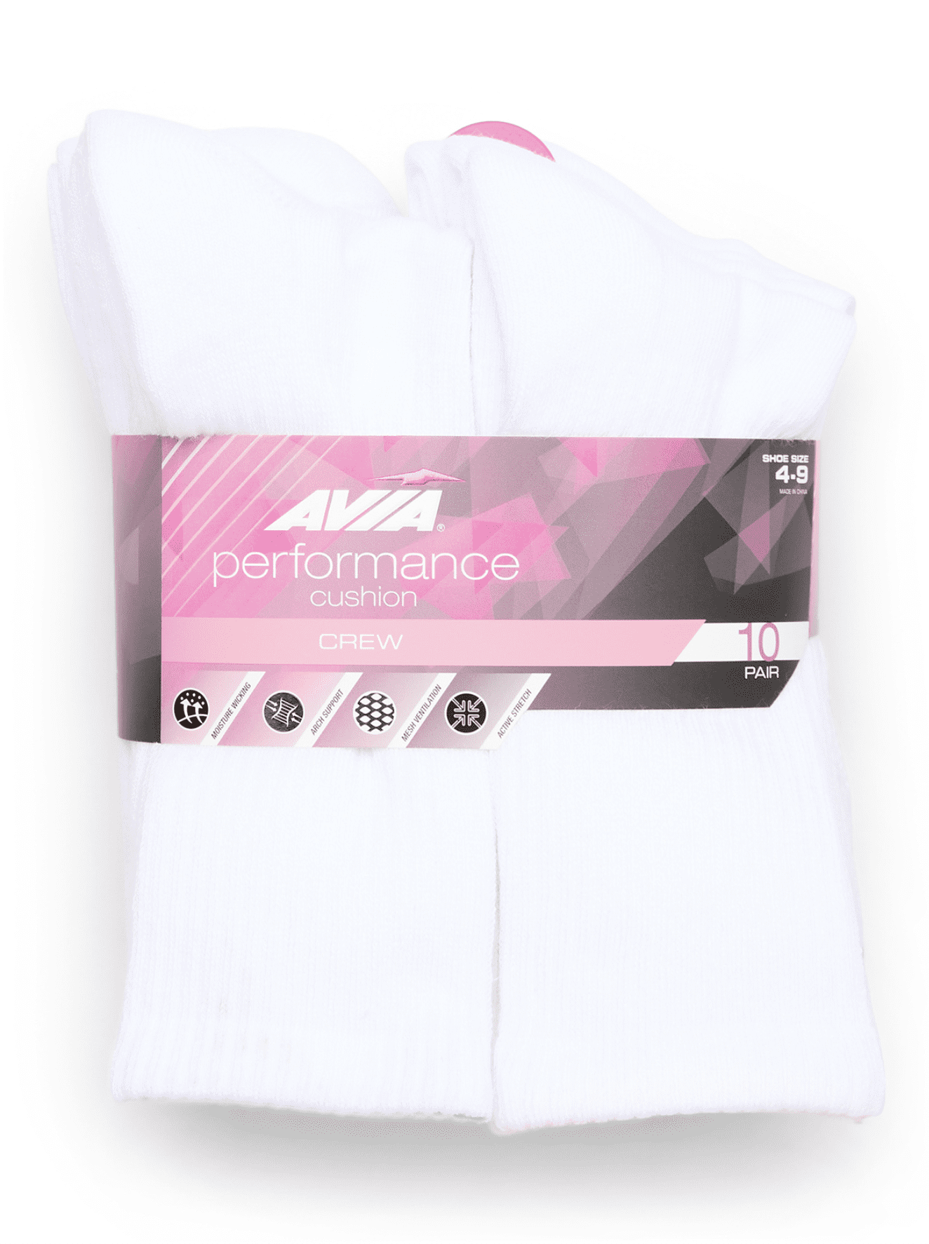 Avia Women's Performance Cushion Crew Socks, 10-Pack