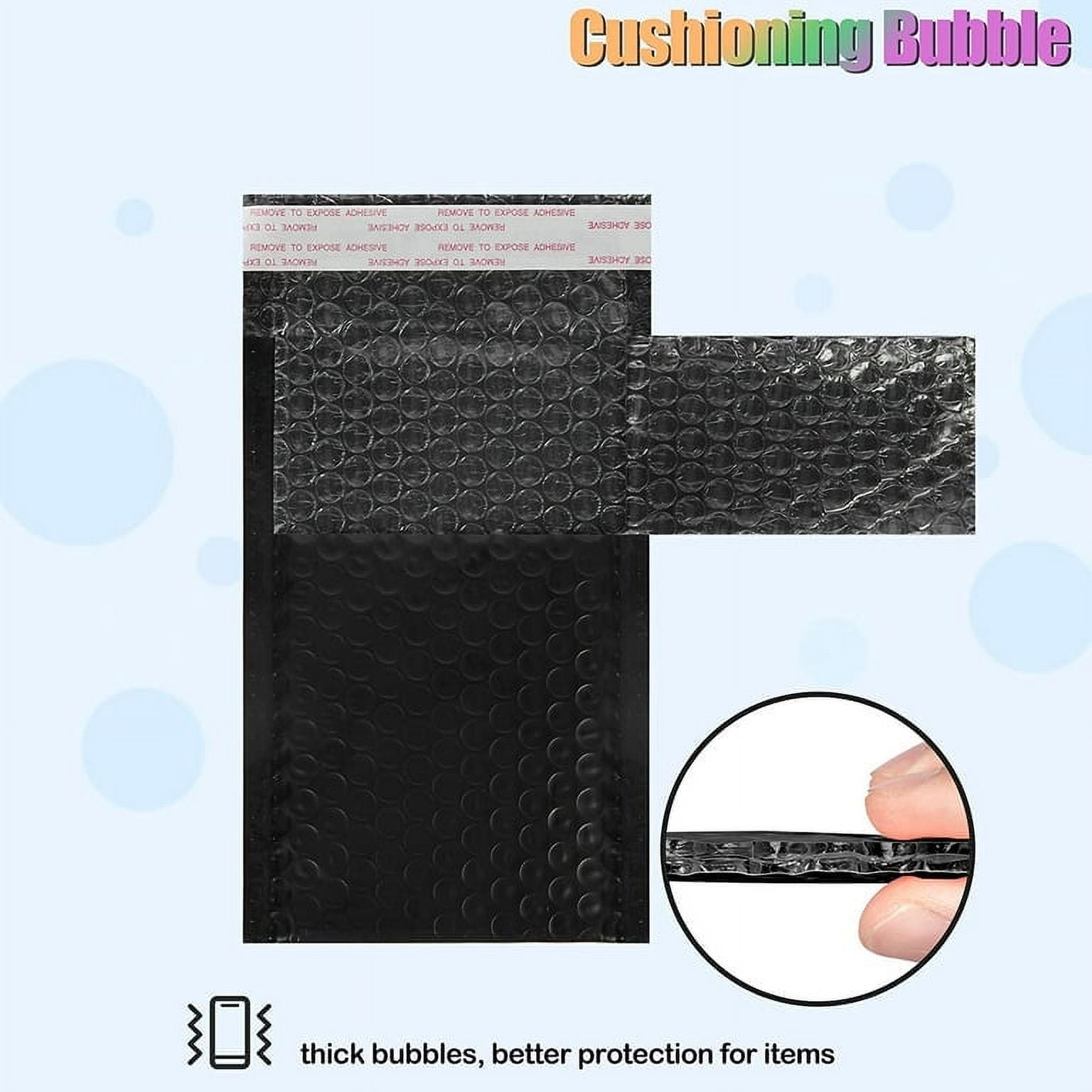 4 x 8 Inch Bubble Mailers 100 Pack, Self Seal Padded Envelopes for Small Business, Waterproof Shipping Bags, Black