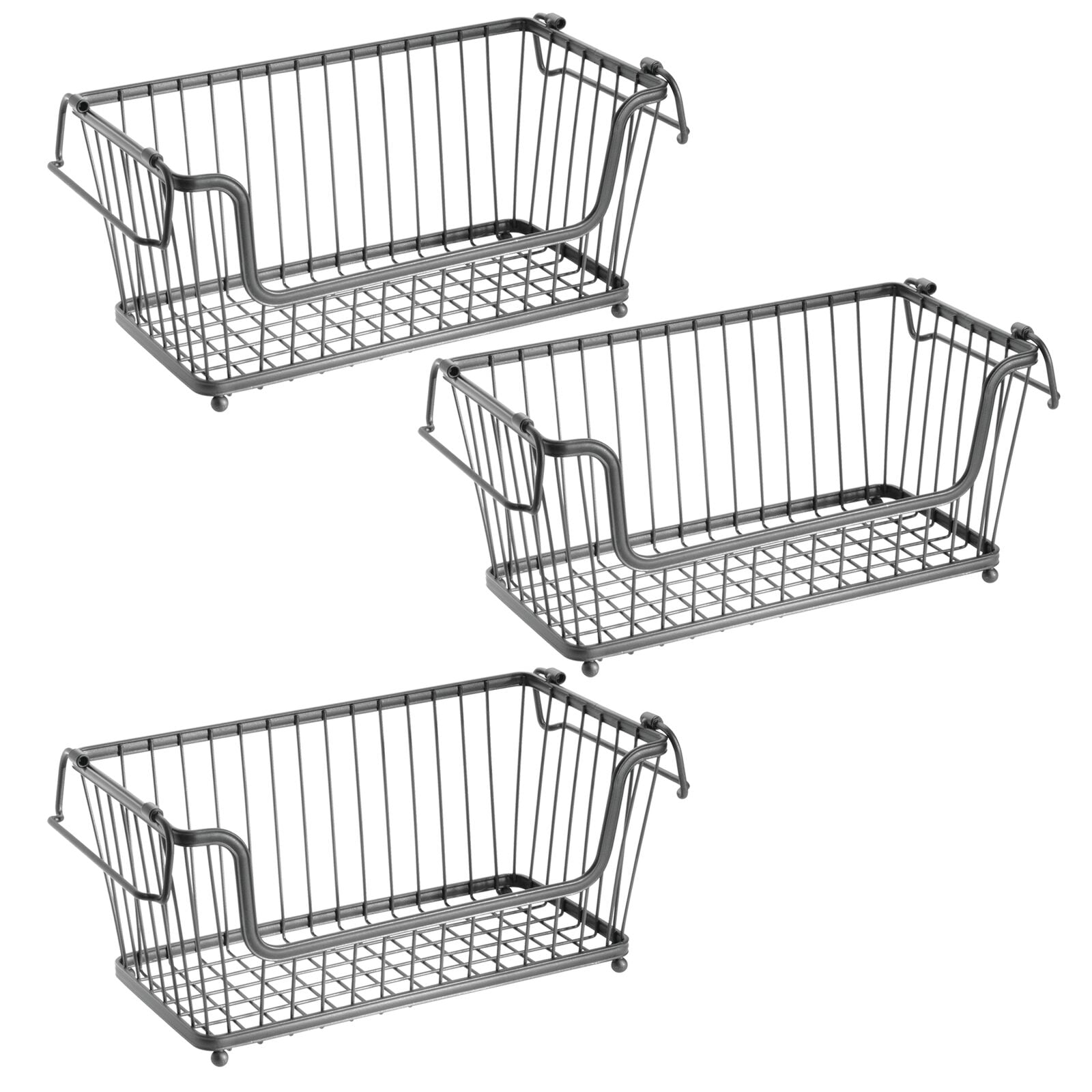 mDesign Stackable Metal Basket for Kitchen Storage Wire Farmhouse Bin