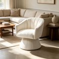 thumbnail image 4 of Modern Cream Corduroy Swivel Accent Chair with Channel Tufting, 4 of 10