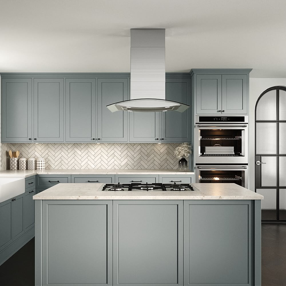 Streamline 30 in. Maddaloni Ductless Island 350 CFM Range Hood in Brushed Stainless Steel with Mesh Filters, Touchpad Control, LED Lights