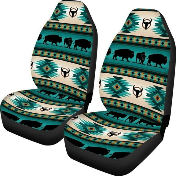 Front Car Seat Covers Set of 2 Tribal Aztec Seat Protector Car Mat Covers Saddle Blanket Vehicle Sedan Truck SUV Van American