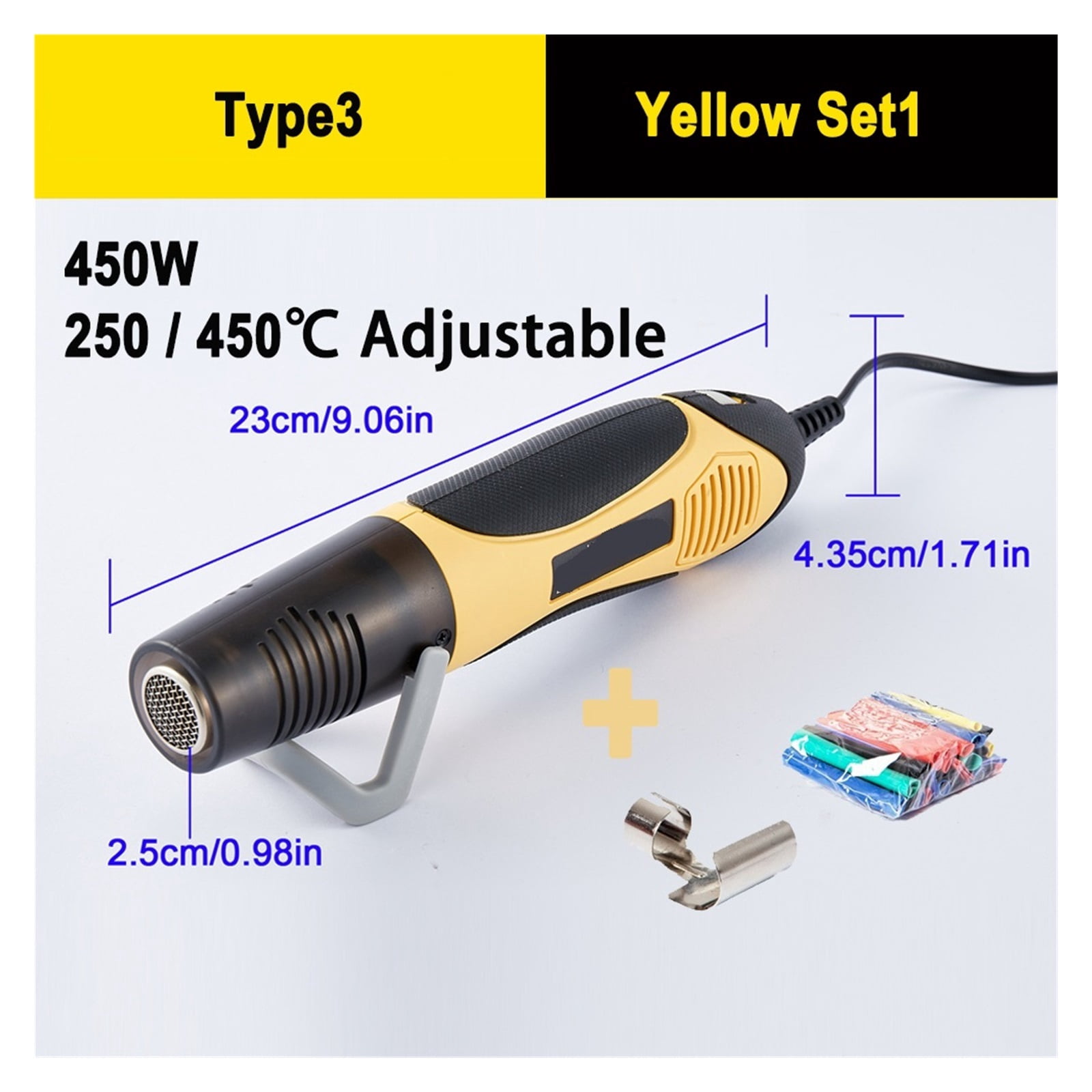 350W/450W Two-Speed Mini Hot Air Gun Heating Gun Welding Heat Gun Mobile Phone Repair Car Film Tool Temperature Adjustable ,Variable Temperature