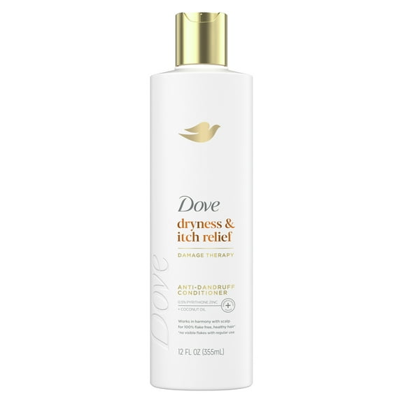 Dove Damage Therapy Derma Conditioner for Flaky Scalp Dryness Itch with Pyrithione Zinc & Coconut Oil, 12 oz