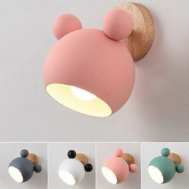 Nordic Aluminum Wall Lamp Mickey Wall Lamp for Children Bedroom Lamps Modern Indoor Wall Lamp Fixtures E27 Creative Fixture Gray