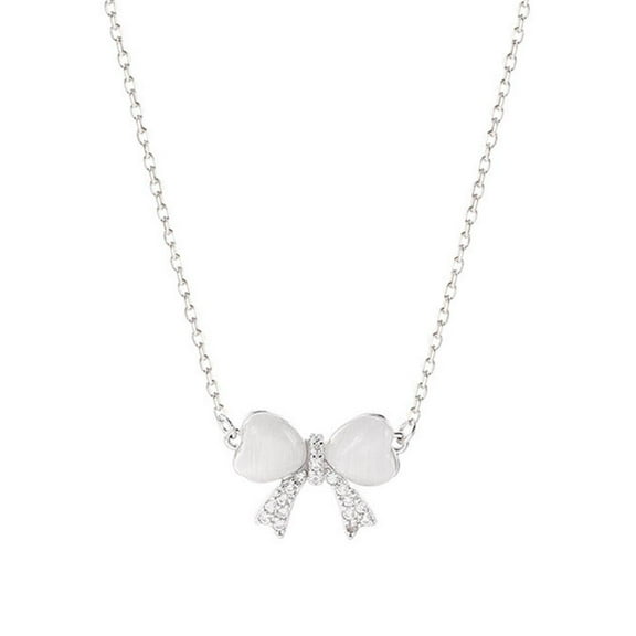 Bow Necklace Pendant Fashion Rhinestone Crystal Necklaces Women Jewelry F1S7