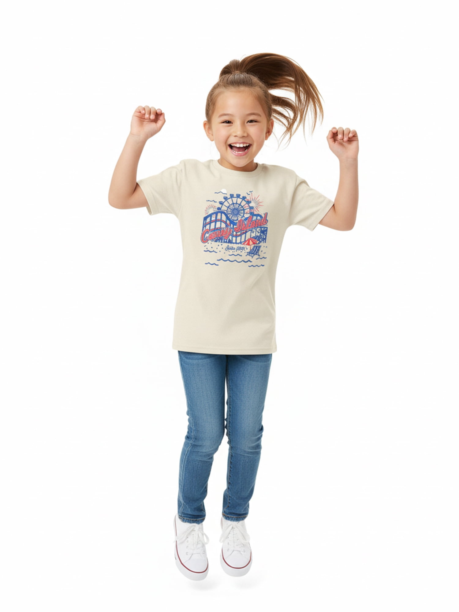 Wonder Nation Girls NYC Amusement Park Graphic Tee with Short Sleeves, Sizes 4-18