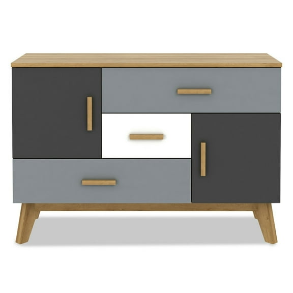 Spaco Free-standing Storage Floor Cabinet with 2 Doors and 3 Drawers, Organizer Hallway Entryway Cabinet for Living Room Kitchen