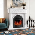 thumbnail image 3 of BOSHIRO 50” Electric Fireplace with Mantel, Solid Wood Roman Column TV Stand with Birdcage Heater Insert, Fireplace for Living Room, Bedroom & Entryway, 3 of 8
