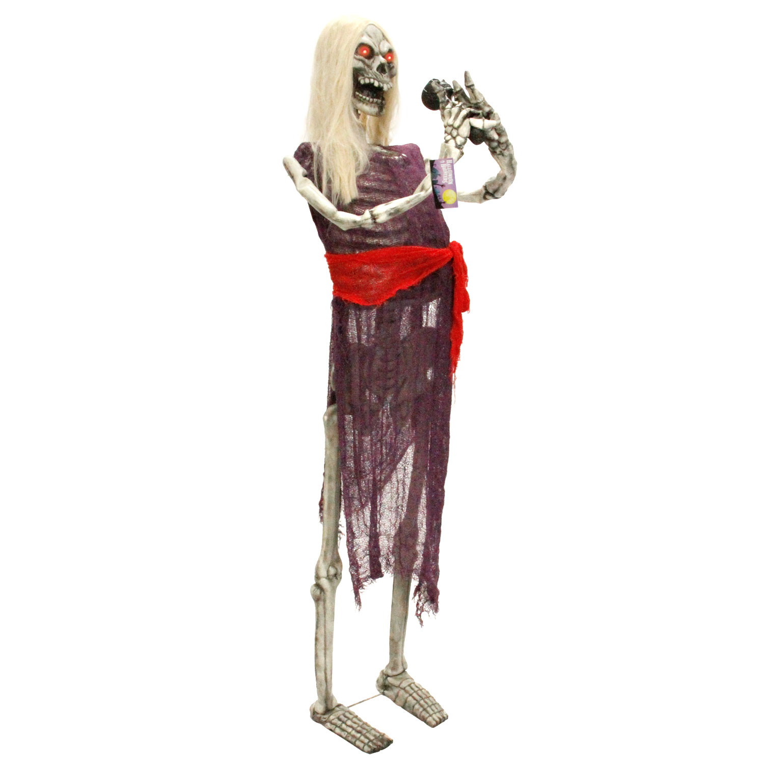 Halloween Haunters 69&quot; Tall Latex Skeleton Rock Band Singer with Light