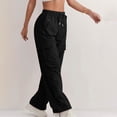 thumbnail image 6 of WTOBBY Women's Fashion Casual Solid Color Drawstring High Waist Pants with Pockets for Work Lounge Comfort,Black L, 6 of 8