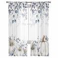 thumbnail image 6 of Blue Grey Pumpkins Fall Sheer Curtains 63 Inch Length 2 Panels Set, Semi Transparent Voile Rod Pocket Curtains for Living Dining Room Bedroom Drapes Thanksgiving Botanical Autumn, 6 of 8