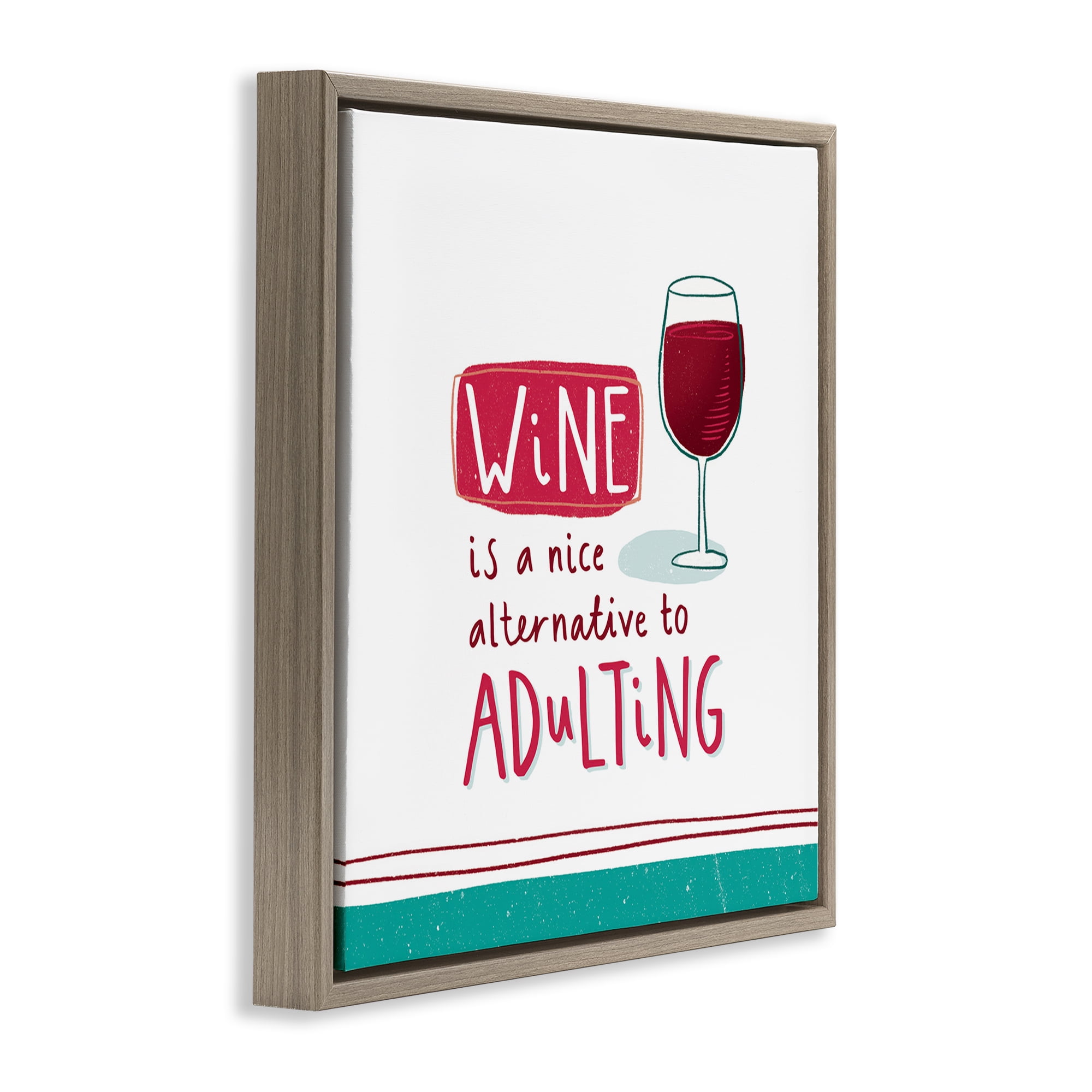 Stupell Industries Funny Wine Phrase Food & Beverage Painting Brown Floater Framed Canvas Art Print Wall Art, 25 x 25