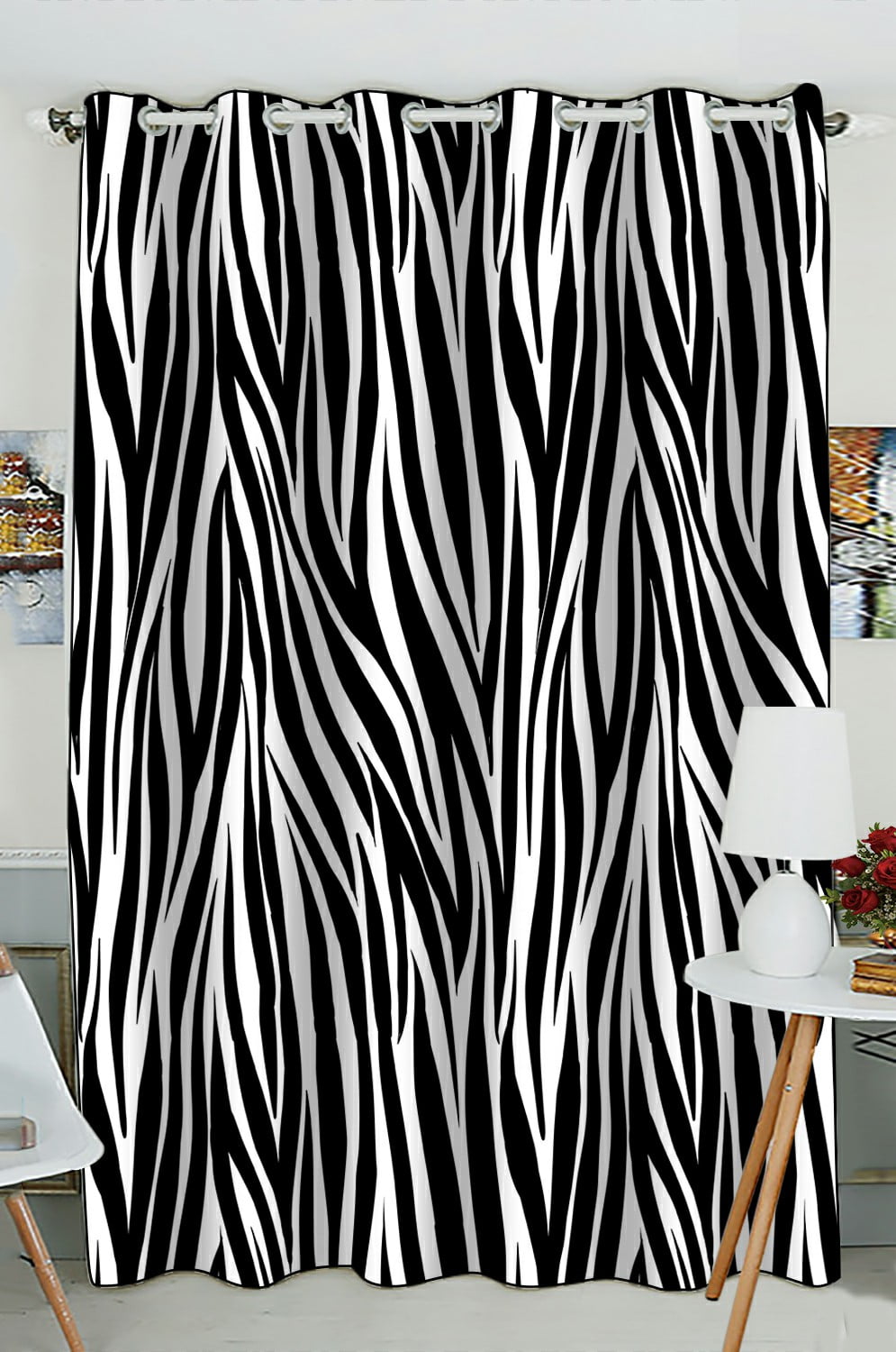 ECZJNT Animal Zebra Zebra Stripe Blackout Window Curtain Drapery Panels