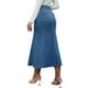thumbnail image 3 of FALDA MAXI DE DENIM PARA MUJERES INSPIRE CHIC, CINTURA ALTA, AJUSTE CASUAL Y ACAMPANADA, FALDA LARGA DE JEAN, TAMAÑO L, AZUL, 3 of 6