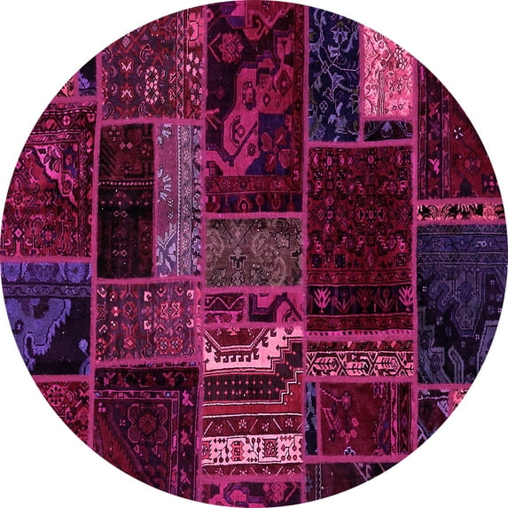 Ahgly Company Indoor Round Oriental Pink Modern Area Rugs, 6' Round