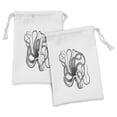 thumbnail image 1 of Octopus Fabric Pouch Set of 2, Vintage Style Old Engraved Illustration of a Sea Animal on Plain Backdrop, Drawstring Bag for Toiletries Masks and Favors, 9" x 6", White Charcoal Grey, by Ambesonne, 1 of 2