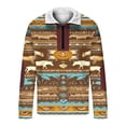 thumbnail image 4 of Western Aztec Style Full Zip Hoodless Sweatshirt Long Sleeve Pullover Casual Streetwear Top for Ladies,Coffee,S, 4 of 7