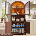 thumbnail image 4 of Conate 70" Tall Arched Kitchen Pantry Cabinet with LED Light, Fluted Storage Cabinets with Stemware Rack, Glass Doors for Dining Room & Living Room, 4 of 7