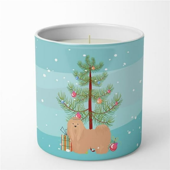 Tan Lhasa Apso Christmas Tree 10 oz Decorative Soy Candle 3.25 in x 3.75 in