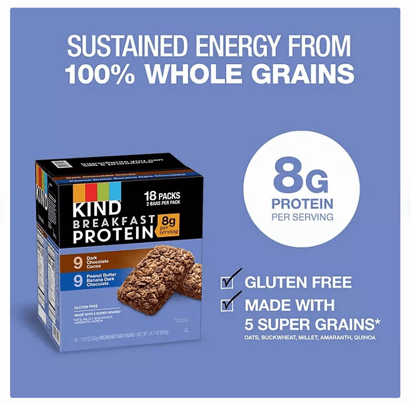 KIND Breakfast Protein Bars, Variety Pack, 18 ct.