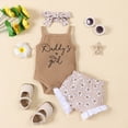 thumbnail image 2 of CAUYDY Infant Baby Girls Summer Outfit 3Pcs Set Toddler Clothes Ruffle Sleeve Romper Elastic Shorts Pretty Bow Headband for Newborn 3 6 9 12 18 Months (Sizes 0-3 Months,L4-Brown), 2 of 6