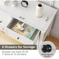 thumbnail image 4 of GAOMON 6 Drawers Dresser for Bedroom, Farmhouse Wood Dressers & Chest of Drawers for Clothes, Tall Storage Dressers Organizer with Deep Drawers & Gold Handles for Living Room, Closet, Hallway, White, 4 of 18