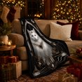 thumbnail image 3 of White Cat With Amber Eyes decorative motif Archway Gold Scrollwork And Gem Necklace Regal Portrait Art Flannel Blanket For Cat Lovers Home Decor Cozy Bedroom Living Room Birthday Gift, 3 of 9