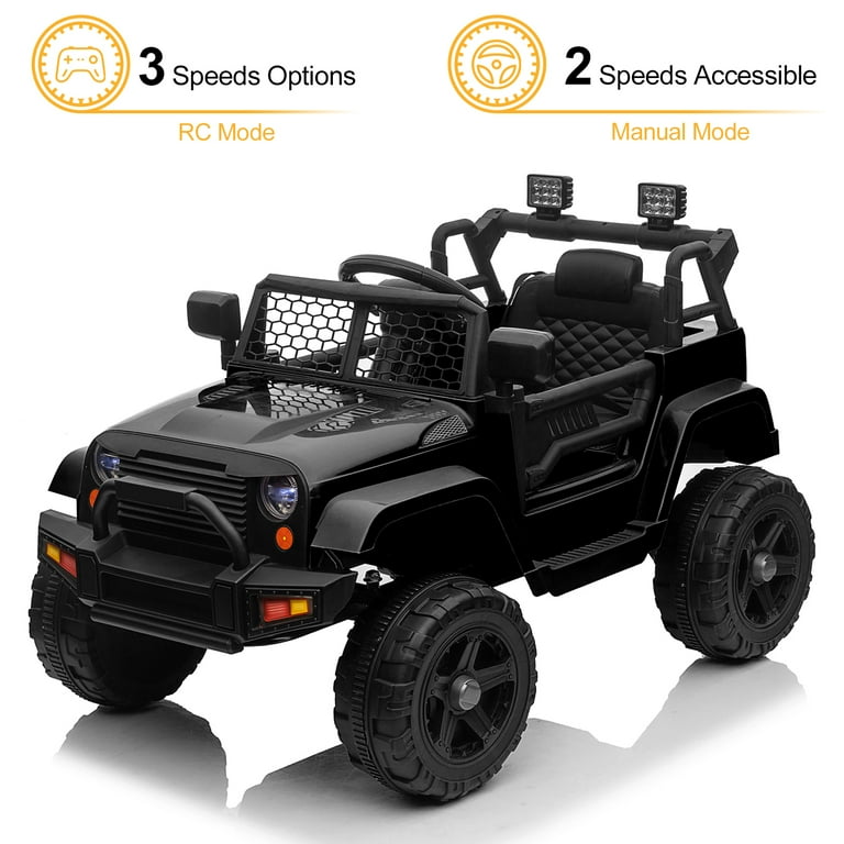 Seizeen Ride on Truck Car for Kids Battery Powered Kids Police Truck with Big Hubs off Road Painting Cool Ride on Toy w Remote Control as Best